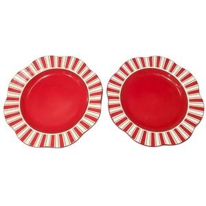 Pier 1 Candy Cane Salad Dessert Plates (2)
